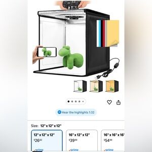 Black Photography Light Box 12x12x12